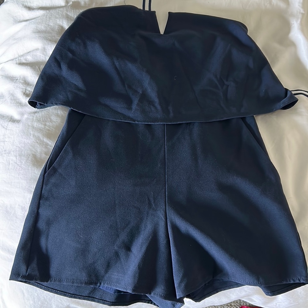 Size XS Aqua Navy Romper